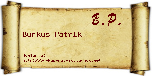 Burkus Patrik névjegykártya